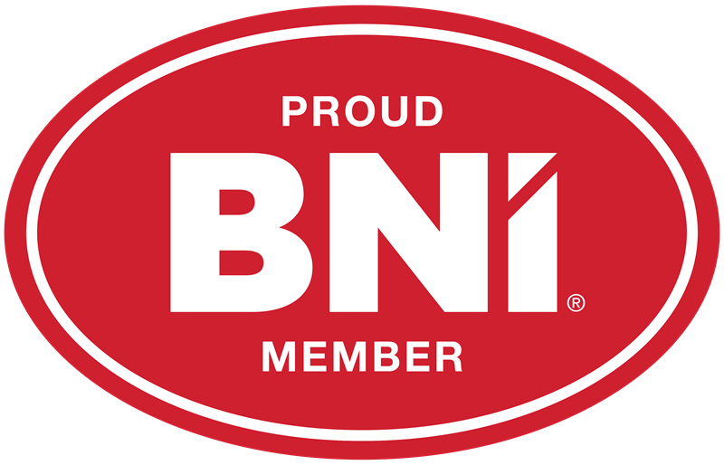 Selo oficial Proud BNI Member, BGCOM Martech membro do BNI